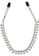 Sincerely Pearl Chain Nipple Clips 20in - Silver/white