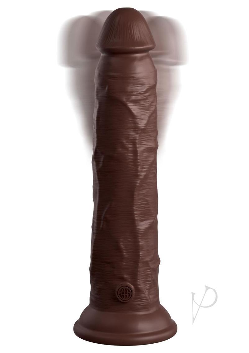 King Cock Elite Dual Density Vibrating Rechargeable Silicone Dildo With Remote Control Dildo 9in - Chocolate