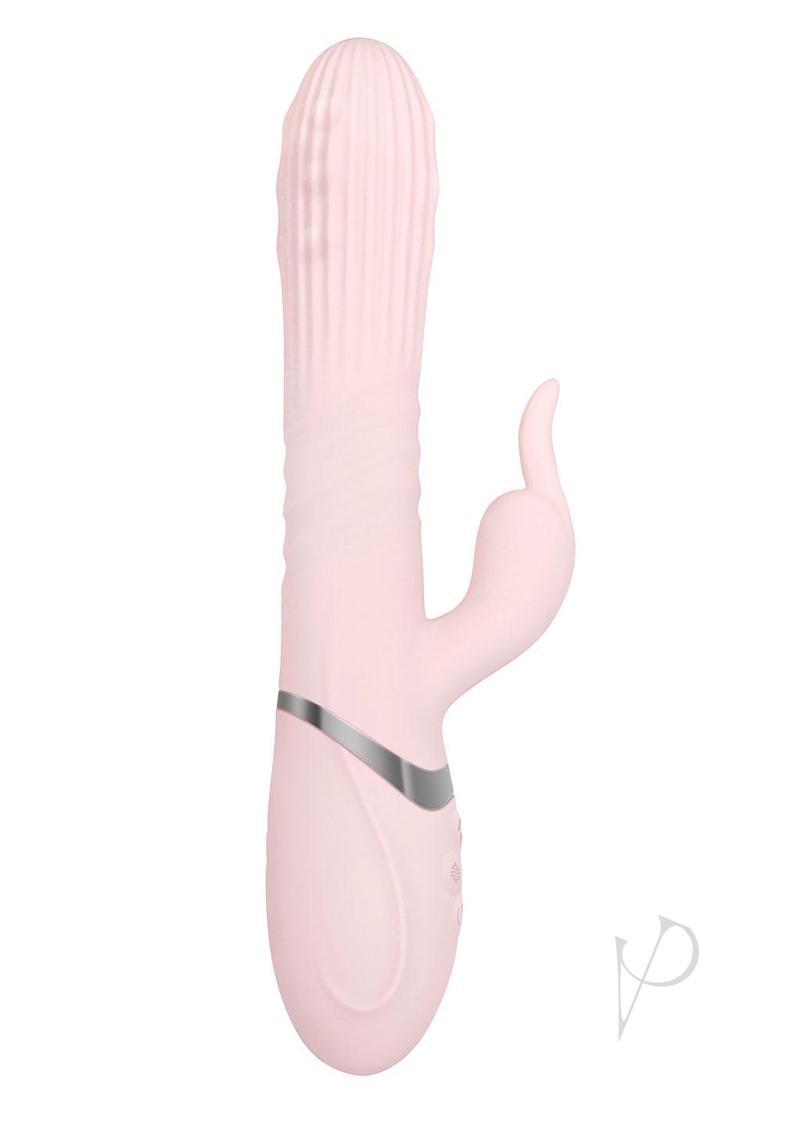 Adam Andamp; Eve Eve`s Thrusting Rabbit With Orgasmic Beads Rechargeable Silicone Vibrator - Pink